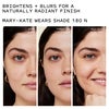 Before and after image of model applying concealer tint
